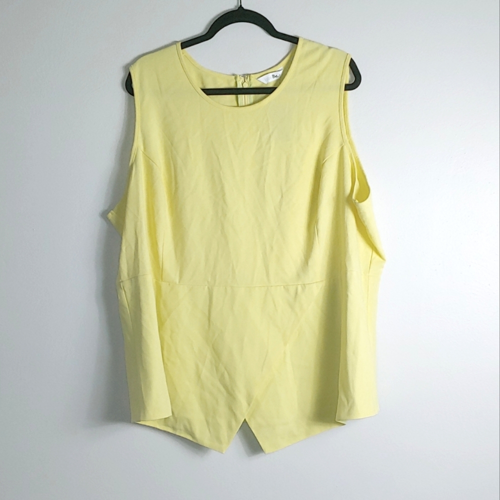 26 NWT Label Be Bright Yellow Sleeveless Crossover Peplum Top